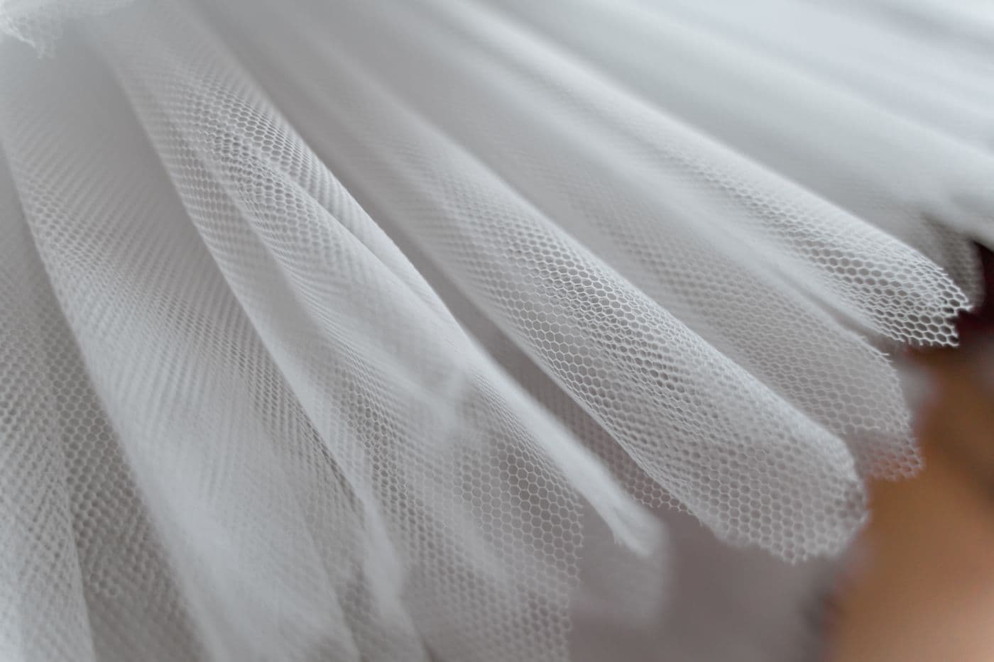 Close-up of hand-worked silk tulle